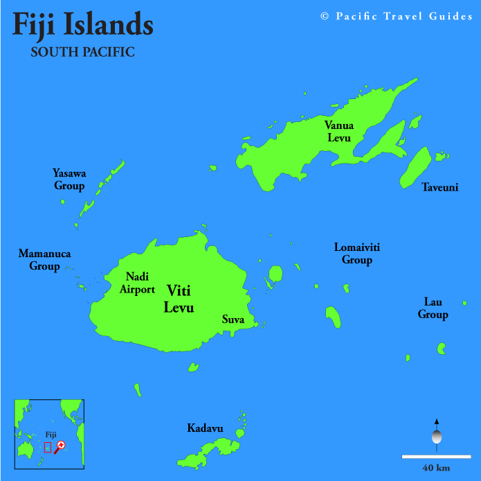 Fiji Islands Map south pacific
